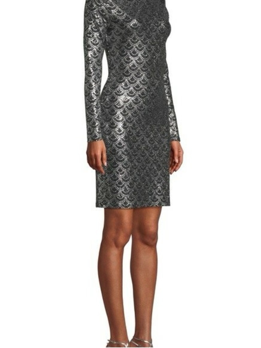 Michael Michael Kors Long-Sleeve Cowl-Neck Sequin Dress